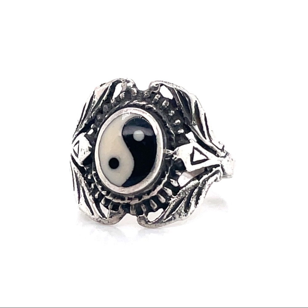 Sterling Silver Yin Yang Ring, Size 6